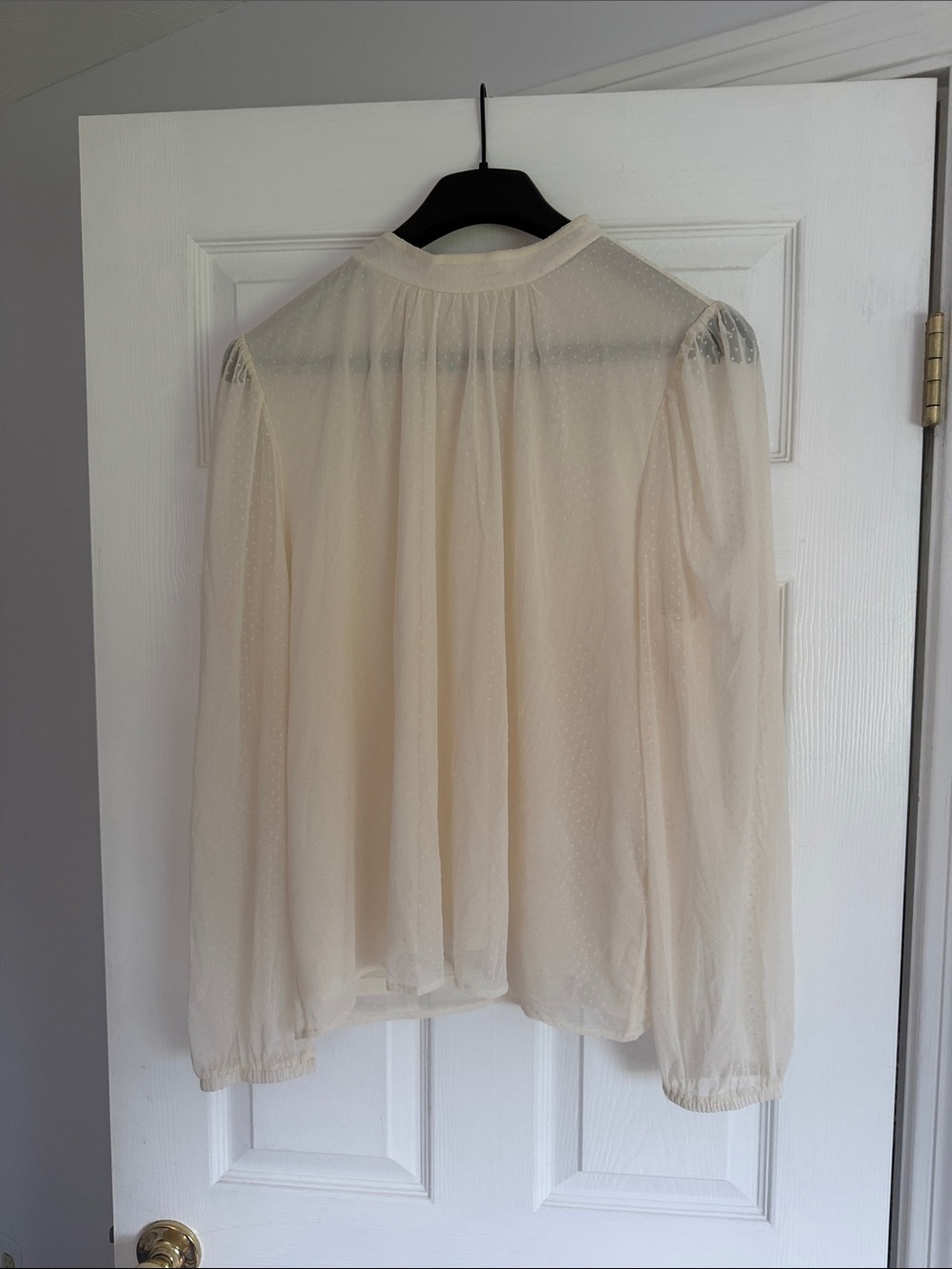LOFT Cream Sheer Long-Sleeve Blouse